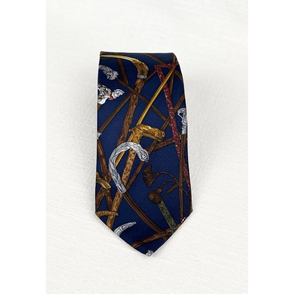 Land's End Neck Vtg Neck Tie Walking Canes Gentlemen's Walking Stick Silk USA